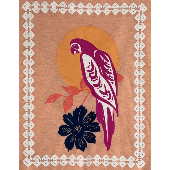 St. Johns Bay Womens Peach Tank Top With Parrot Graphic Design Sleeveless Size L - Picture 6 of 6